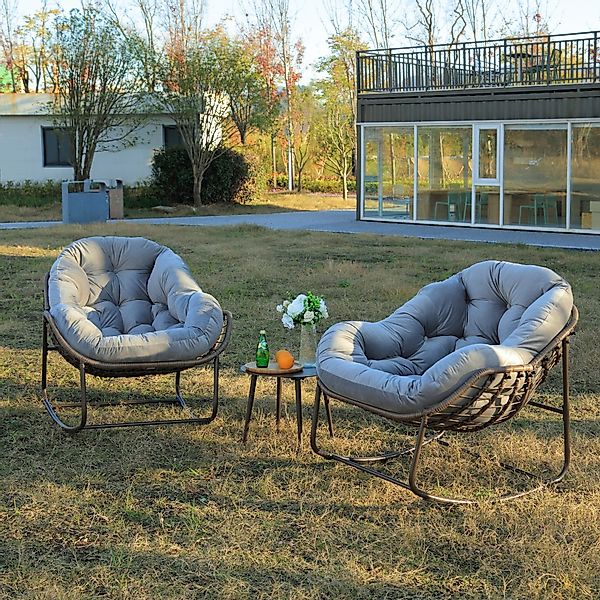 LVHOM Schaukelstuhl mit gepolstertem Kissen, Rattanstuhl günstig online kaufen