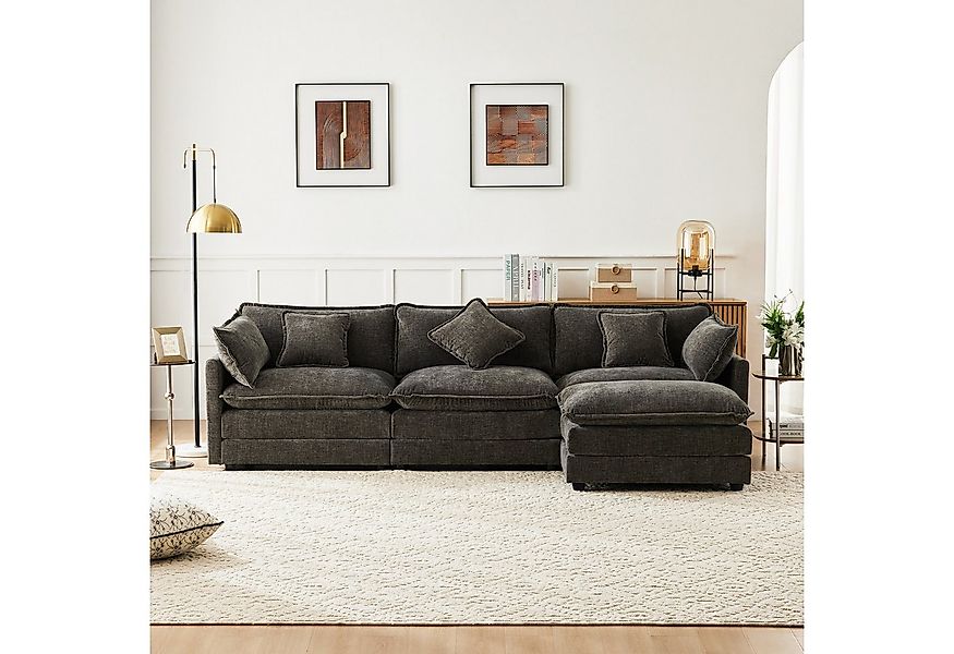 Merax Sofa L-förmiges Ecksofa aus Chenille-Stoff, mit Relaxfunktion, Geeign günstig online kaufen