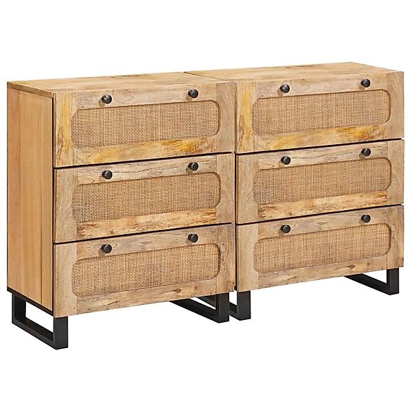 vidaXL Sideboard 2 Stk Braun 60 x 33 x 75 cm Massivholz Mango 3310058 günstig online kaufen