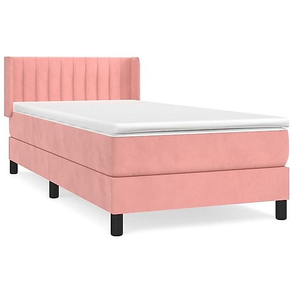 vidaXL Boxspringbett, Boxbett mit Matratze Rosa 90x200 cm Samt günstig online kaufen