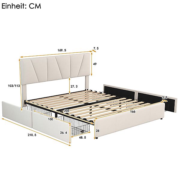 TavilaEcon Polsterbett Doppelbett Jugendbett Plattform Bett günstig online kaufen