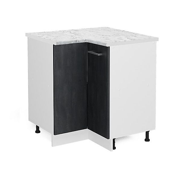 Vicco Eckunterschrank R-Line Küchen Eckschrank Schwarz Beton/Weiß 76 cm AP günstig online kaufen