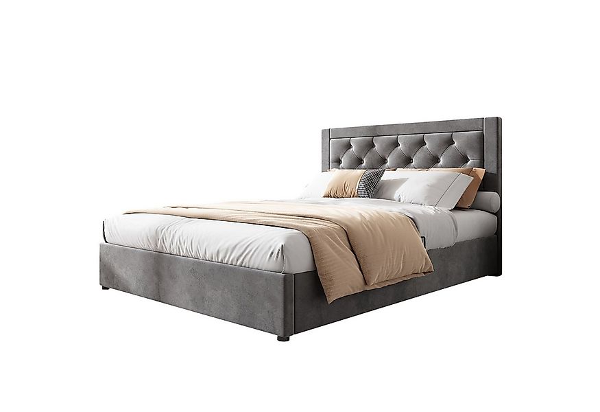 Flieks Polsterbett, Seitlich-Öffnen Hydraulisches Stauraumbett 140x200cm Sa günstig online kaufen