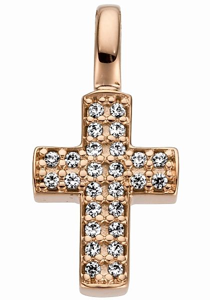 JOBO Kettenanhänger "Anhänger Kreuz", 585 Roségold mit 26 Diamanten günstig online kaufen