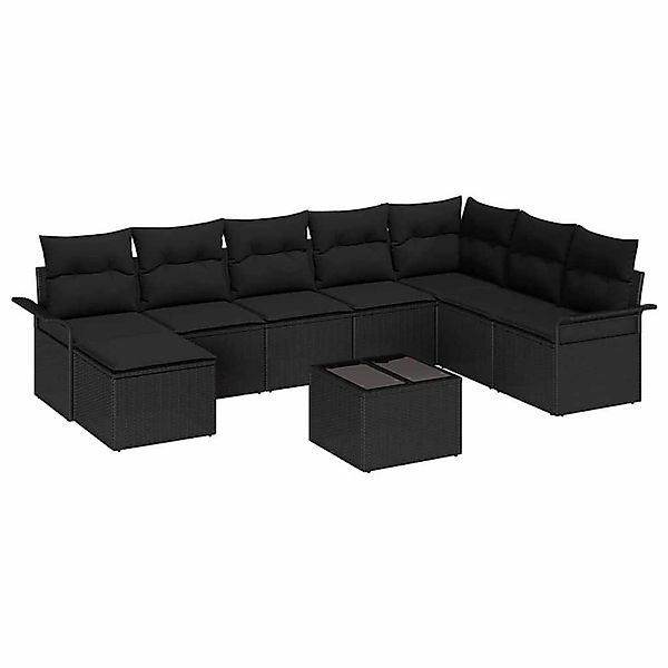 vidaXL 9-Teiliges Garten-Sofa-Set mit Kissen in Beige aus Poly Rattan 33454 günstig online kaufen