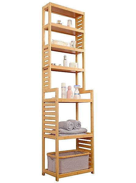 WAOHO Standregal Badezimmerregal Bambus-Bodenständer, Bambus-Regal, 7 Etage günstig online kaufen