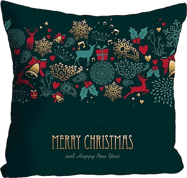queence Dekokissen »Feiertage«, Kissenhülle,Merry Christmas and a Happy New günstig online kaufen