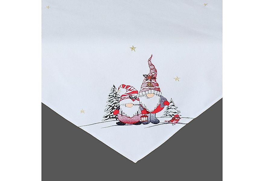 texpot Tischdecke Stickerei Wichtelmänner Weihnachten Winter (1-tlg) günstig online kaufen