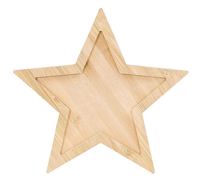 Levandeo® Dekoschale, Holztablett Stern 30cm Bambusholz günstig online kaufen