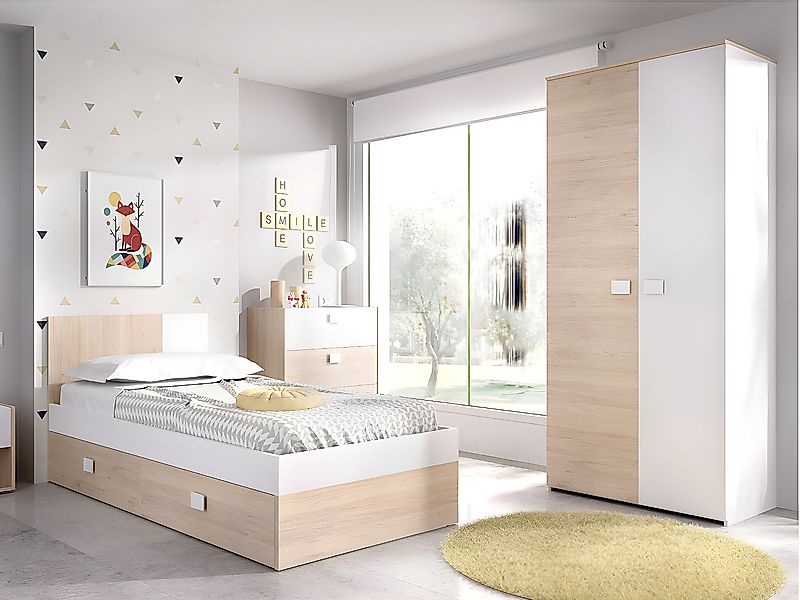 Ausziehbett - 2 x 90 x 190 cm - Naturfarben & Weiß - SONIA günstig online kaufen