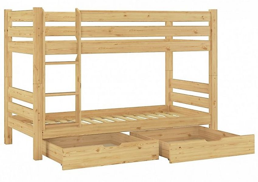 ERST-HOLZ Etagenbett Etagenbett 90 x 200 Kiefer mit Rollrosten und Bettkast günstig online kaufen