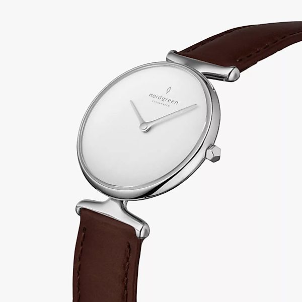 Armbanduhr Unika Silber | Weißes Ziffernblatt - Italienisches Lederarmband günstig online kaufen