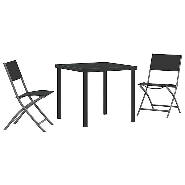 vidaXL Garten Essgruppe Falten 3-Tlg Schwarz Textilene und Stahl 3379373 günstig online kaufen