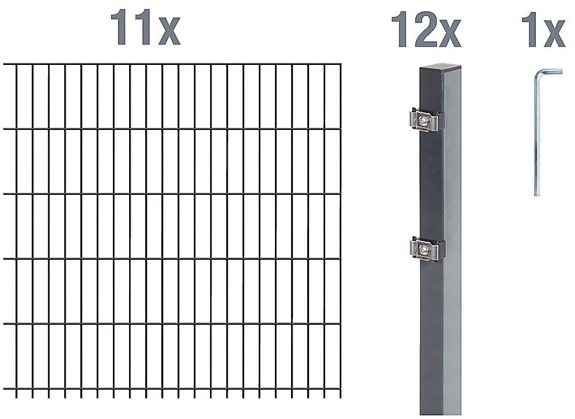 Alberts Doppelstabmattenzaun Grundset, (Set), Höhe: 80-160 günstig online kaufen