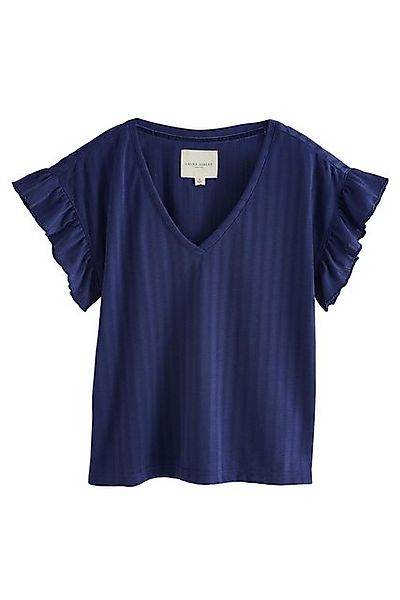 LAURA ASHLEY Blusenshirt Seersucker Freizeit-T-Shirt mit Rüschenärmeln (1-t günstig online kaufen