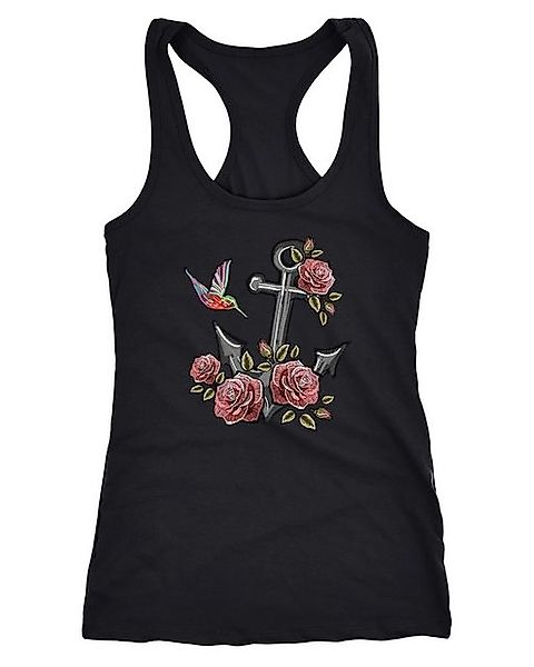 Neverless Tanktop Damen Tank-Top Anker Rosen Patch Tropical Anchor Stick-Op günstig online kaufen