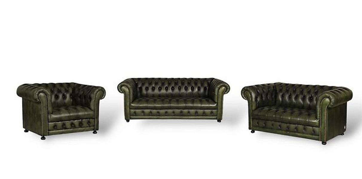 Salottini Polstergarnitur Chesterfield Clyde Deluxe Sofagarnitur Leder 3/2/ günstig online kaufen