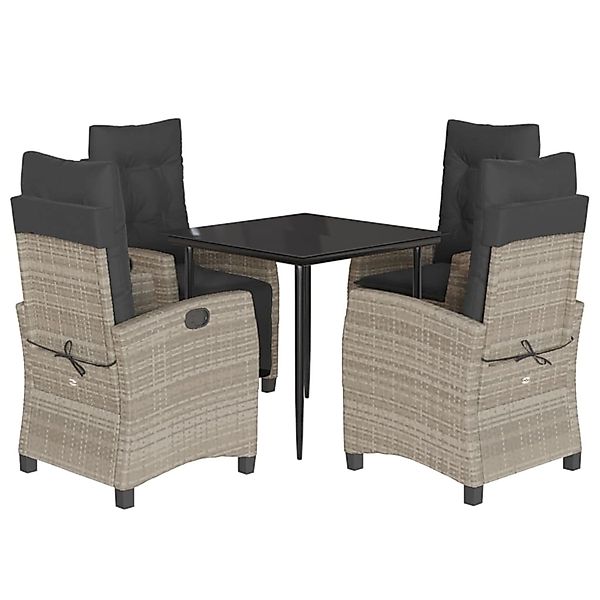 vidaXL 5-Tlg Garten-Essgruppe mit Kissen Hellgrau Poly Rattan 3212844 günstig online kaufen