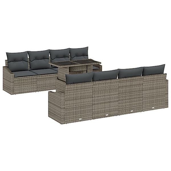 vidaXL Loungesofa 7-teiliges Garten Sofa Set mit Kissen Grau Poly Rattan, 7 günstig online kaufen