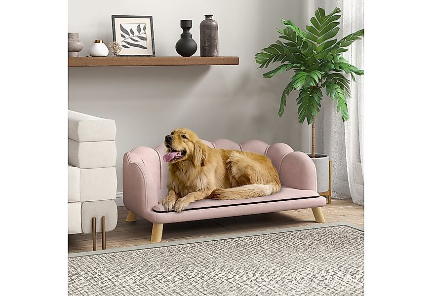 PawHut Tierbett Waschbarer Bezug, Haustiersofa mit Rückenlehne und Holzbein günstig online kaufen