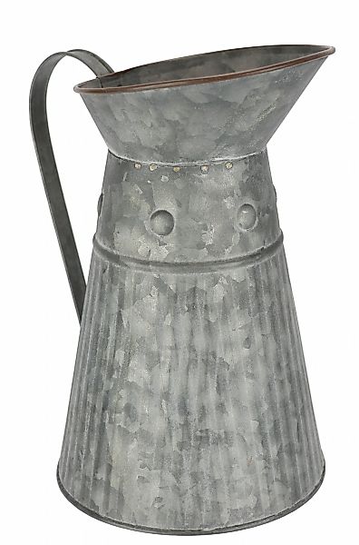 I.GE.A. Dekovase "Metall-Krug" Graue Deko-Kanne mit Riffelung Schlaghammer- günstig online kaufen
