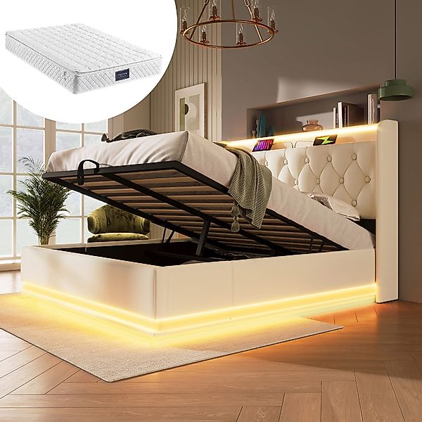 HAUSS SPOLE Polsterbett 160x200cm mit LED-Beleuchtung, günstig online kaufen