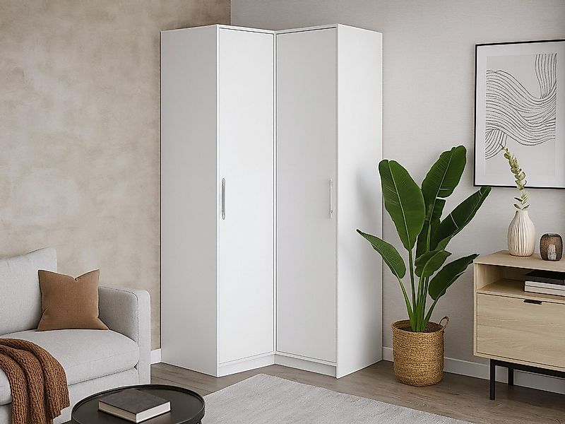 Beautysofa Eckschrank mit 2 Drehtüren, 2 Kleiderstangen und Regale BORA (We günstig online kaufen