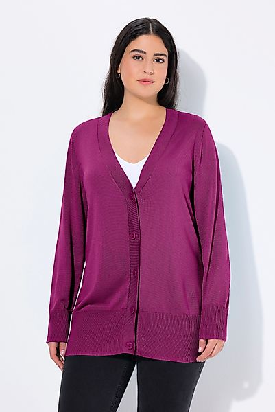 Ulla Popken Strickjacke Strickjacke V-Ausschnitt Knopfleiste günstig online kaufen