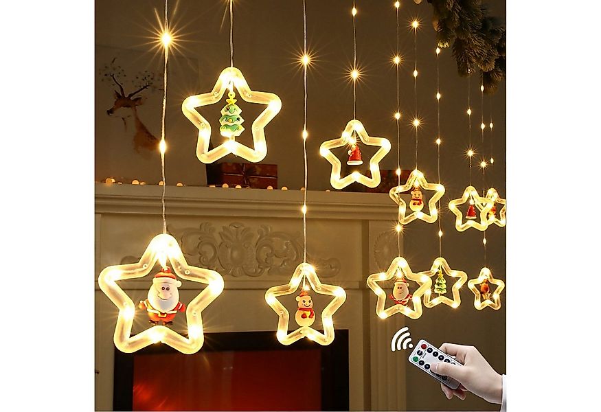 Rosnek LED-Lichtervorhang 3M, Weihnachtsornamente, für Schlafzimmer Fenster günstig online kaufen