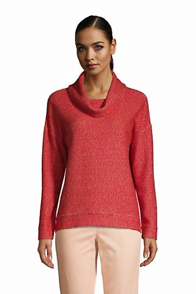Bouclé-Sweatshirt mit Wasserfallkragen, Damen, Größe: S Normal, Rot, Baumwo günstig online kaufen