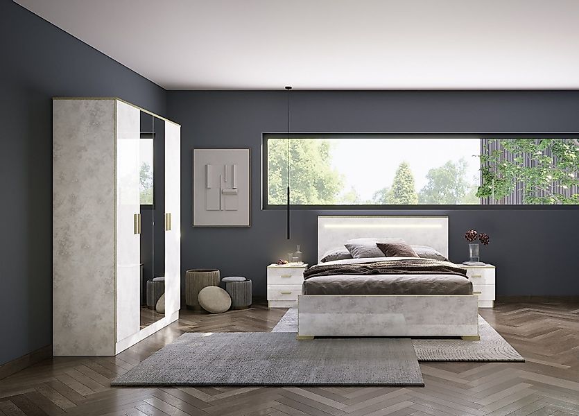 Interdesign24 Schlafzimmer-Set Noemi, (4-Teilig, in Beige/Gold günstig online kaufen