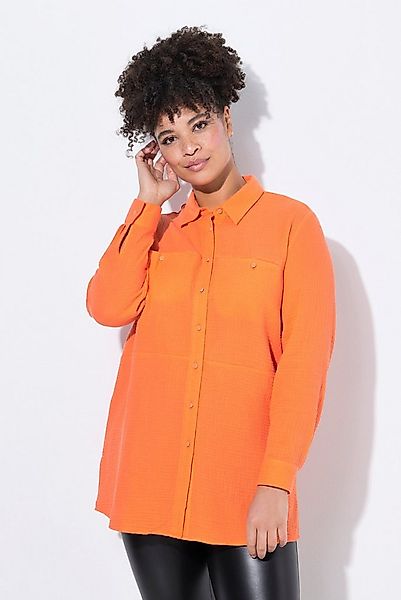MIAMODA Longbluse Bluse A-Linie Musselin Ziernähte günstig online kaufen