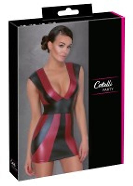 Cottelli Collection Minikleid Wetlook Kleid - schwarz, rot (1-tlg) Tiefer A günstig online kaufen