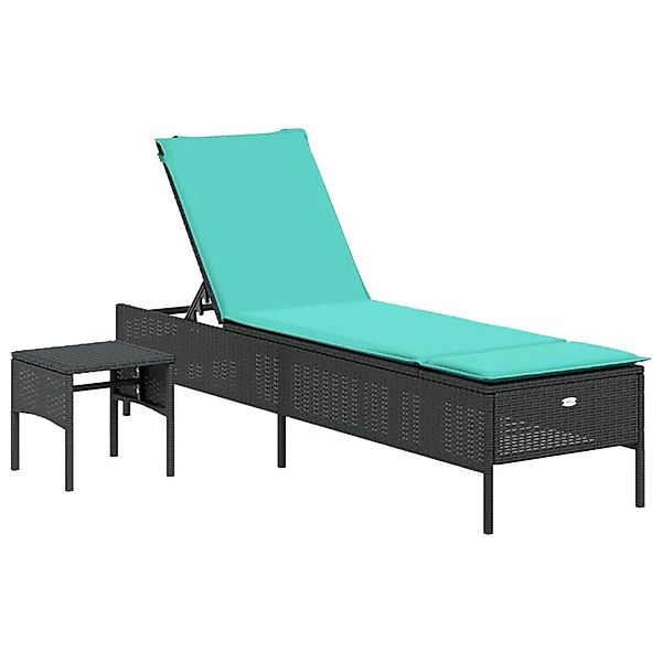 vidaXL Sonnenliege mit Tisch und Kissen Schwarz Poly-Rattan 4002736 günstig online kaufen