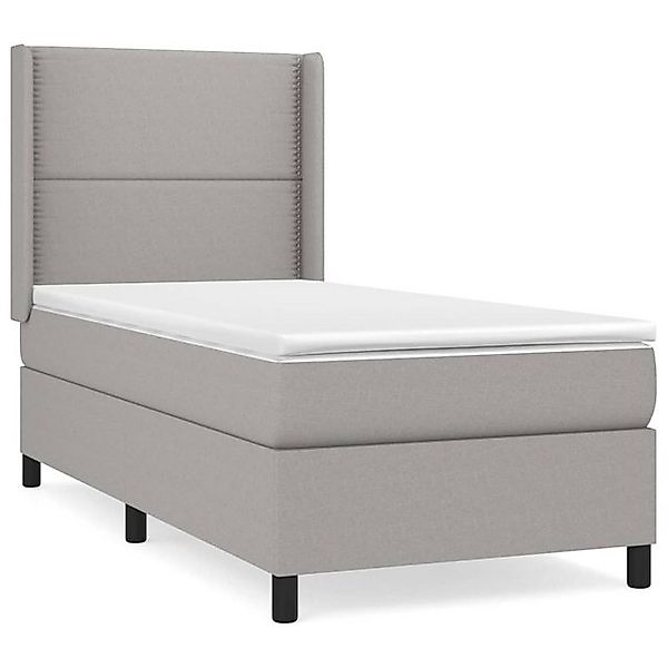 vidaXL Boxspringbett, Boxbett mit Matratze Hellgrau 90x200 cm Stoff günstig online kaufen