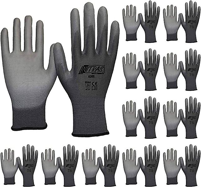 Nitras Gartenhandschuhe Nylon Strickhandschuh grau PU-Beschichtung (Packung günstig online kaufen