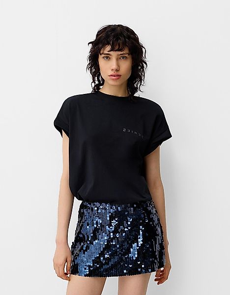 Bershka Minirock Mit Pailletten Damen S Blau günstig online kaufen