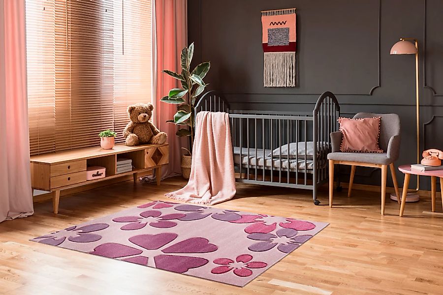 LUXOR living Kinderteppich »Flair«, rechteckig, 15 mm Höhe, Kurzflor, Blume günstig online kaufen