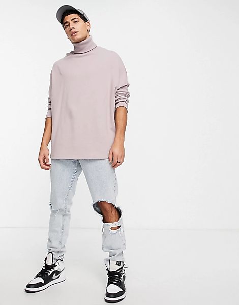 ASOS DESIGN – Extremes Oversize-Sweatshirt mit Rollkragen in Lila, Kombitei günstig online kaufen