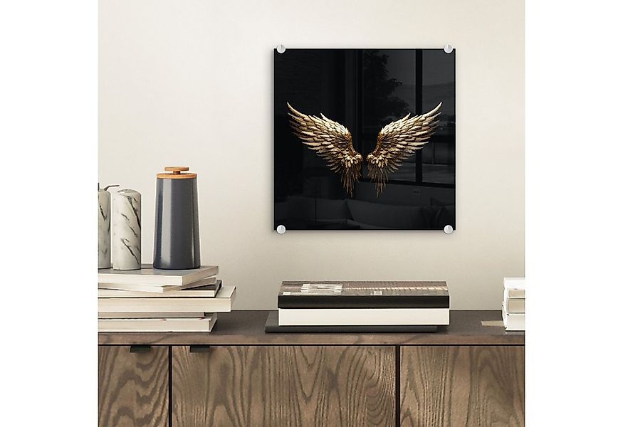MuchoWow Acrylglasbild Flügel - Engel - Gold - Schwarz - Abstrakt, Inkl. Au günstig online kaufen