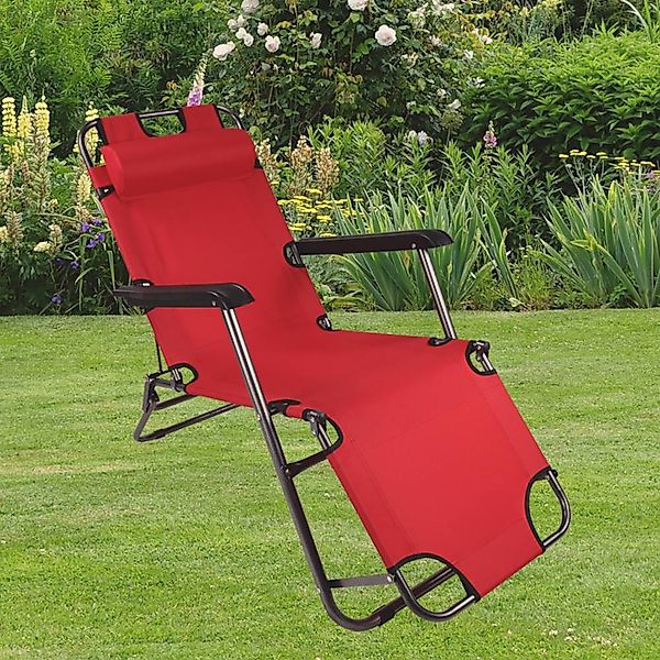 Gartenliegestuhl klappbar in Rot und Schwarz günstig online kaufen