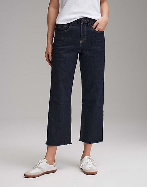 OPUS Weite Jeans Wide Cropped Jeans MOMITO Mid Rise mit Fransen Denim günstig online kaufen