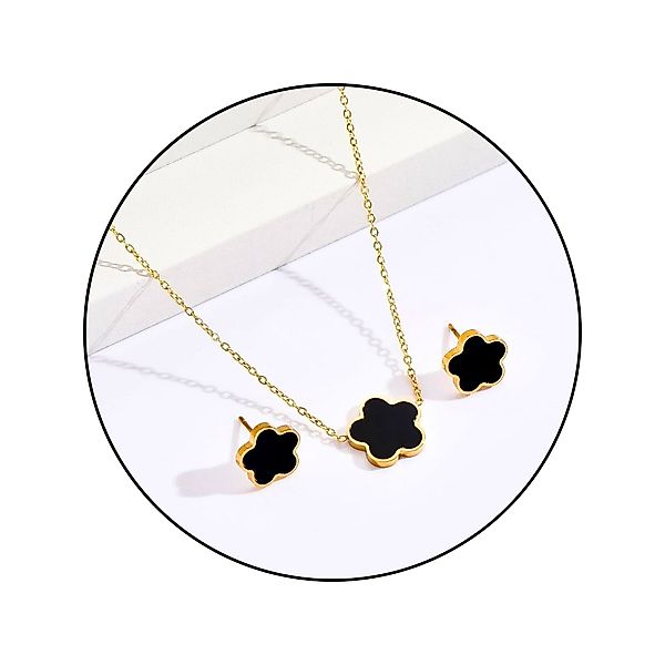 GOLDKLEIN Schmuckset Blumen Edelstahl Ohrringe Halskette günstig online kaufen