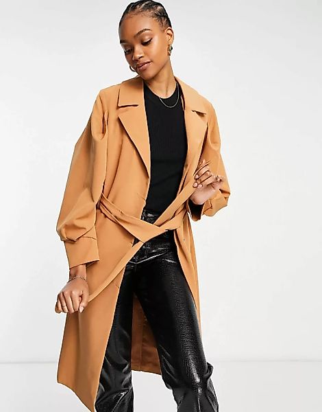 Y.A.S – Eleganter Mantel mit Taillenschnürung und voluminösen Ärmeln in Löw günstig online kaufen