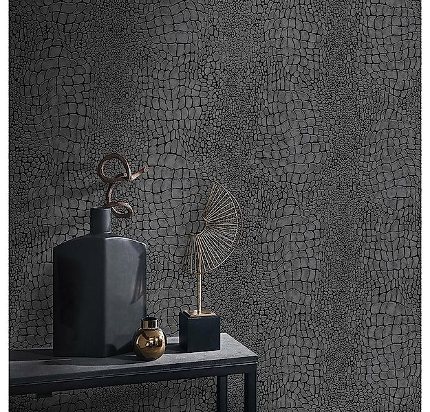 Erismann Vliestapete Kroko Optik Tiermuster Anthrazit Schwarz Glanz 10529-1 günstig online kaufen