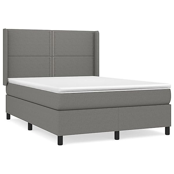 vidaXL Boxspringbett mit Matratze Dunkelgrau 140x190 cm Stoff1383128 günstig online kaufen