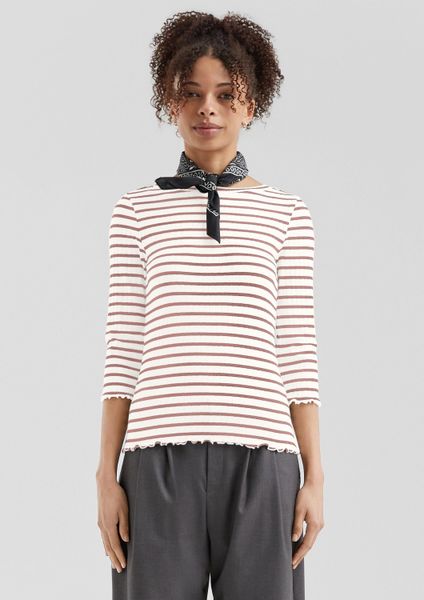 QS 3/4-Arm-Shirt T-Shirt Ringelshirt mit Rippstruktur günstig online kaufen