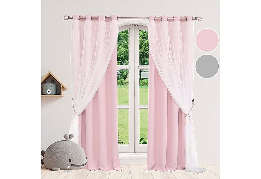 Rosnek Gardine Doppellagige Verdunklungsvorhänge mit Voile, für Kinderzimme günstig online kaufen