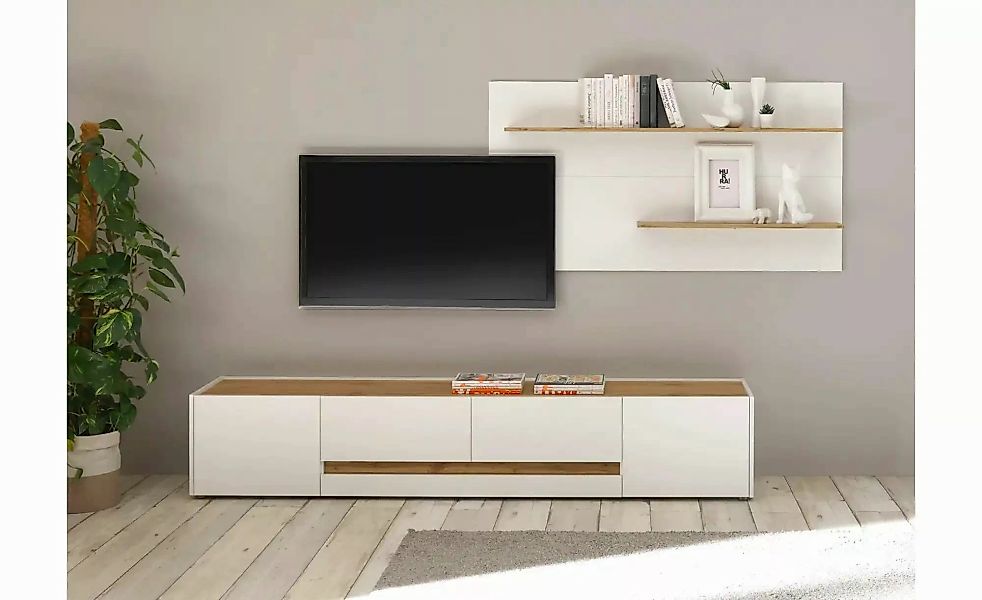 Wohnwand  Cande ¦ weiß ¦ Maße (cm): B: 300 H: 45 Kommoden & Sideboards > Wo günstig online kaufen