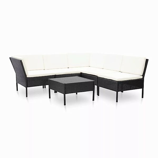 6-tlg. Garten-lounge-set Mit Auflagen Poly Rattan Schwarz günstig online kaufen